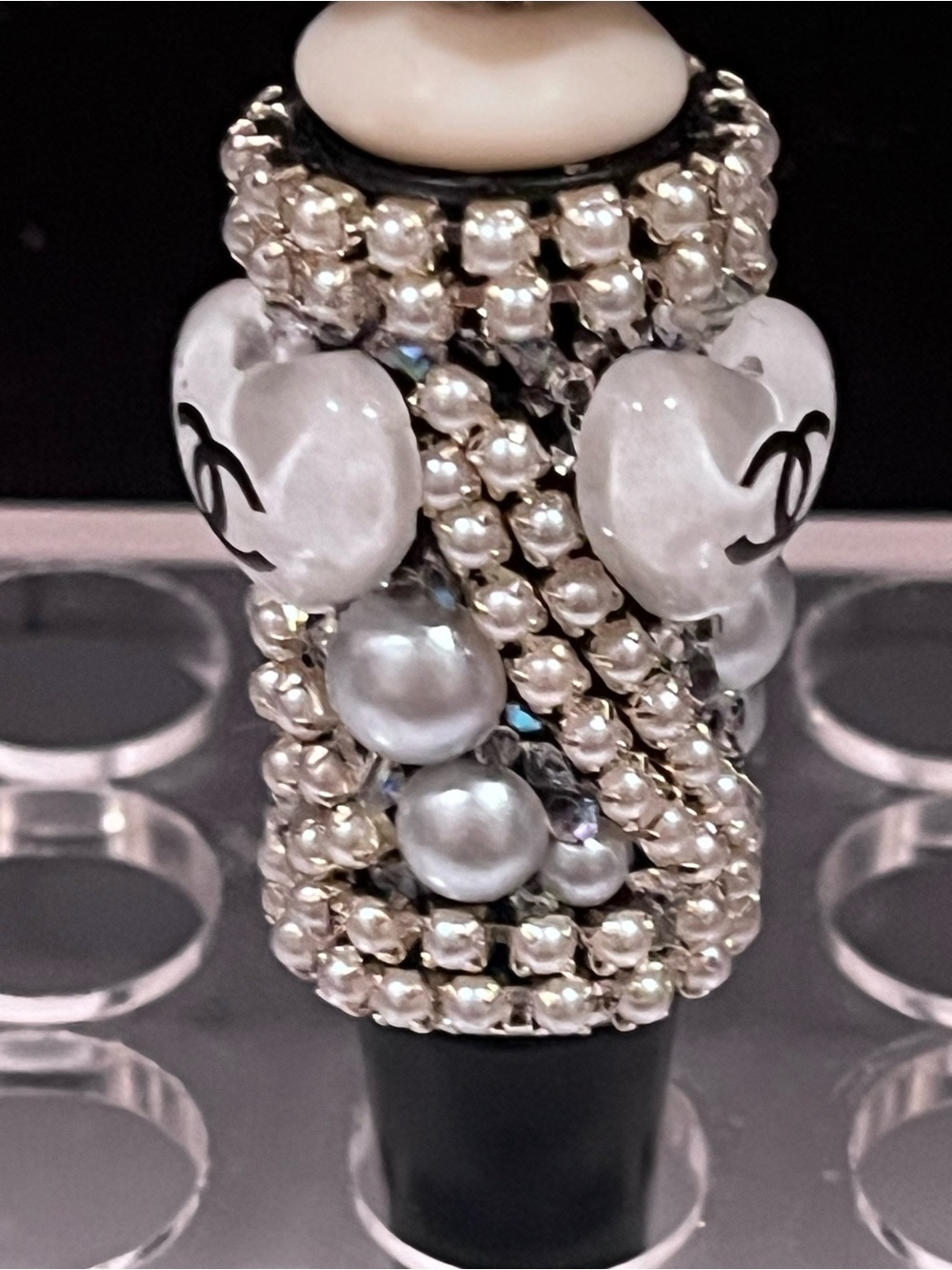 Hand crafted Designer Inspired silver and black bow decor fancy beaded pen - Picture 10 of 14